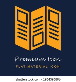 Brochure premium material ui ux isolated vector icon in navy blue and orange colors