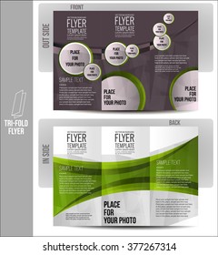 Brochure print design - abstract vector template. Green flyer illustration