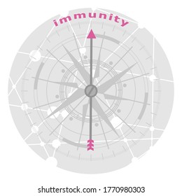 Brochure or report design element. Health care concept. Compass symbol on geometry pattern
