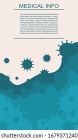 Fondo de diseño de folleto, informe o folleto. Industria médica, biotecnología y bioquímica. Diseño médico científico. Ilustración conceptual de enfermedades de virus.