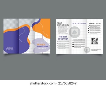 Brochure School admission. Creative shape business, school admission brochure template. Tri-fold Brochure.