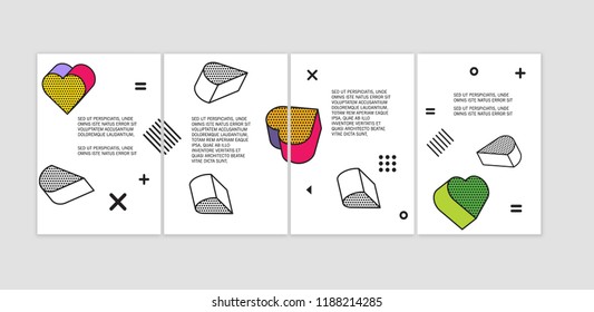 Brochure set in a4 format. Pop art geometric background with colorful graphic elements. Design Background with 3d elements. Vector eps 10