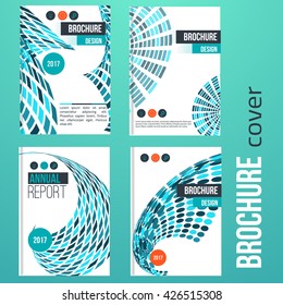 Brochure set blue cover design templates with abstract geometric linear shapes for your business