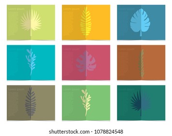 Brochure set with colorful branch designs. Empty space for text.