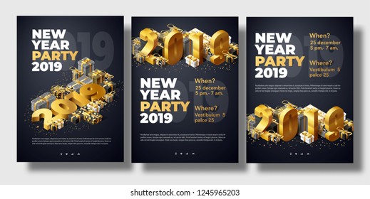 brochure set new year 2019 place for text