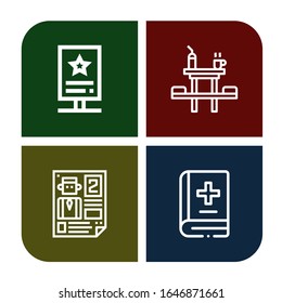 brochure simple icons set. Contains such icons as Stand, Dinner table, Leaflet, Medicine book, can be used for web, mobile and logo