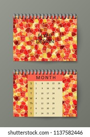 Brochure template with abstract background. Abstract square pixel mosaic background. Eps10 Vector illustration