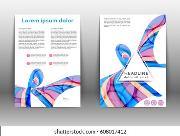 C¡olor brochure template with abstract lines and waves 