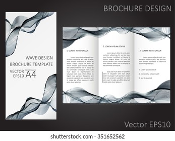 Brochure template with abstract waves design. Proportional to A4.