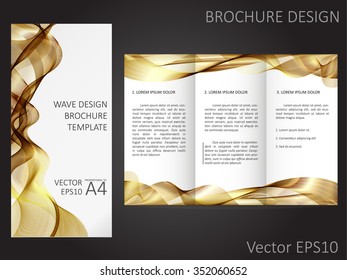 Brochure template with abstract waves design. Proportional to A4.