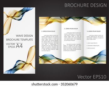 Brochure template with abstract waves design. Proportional to A4.