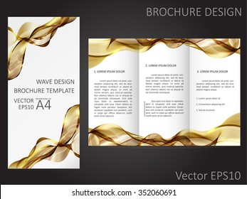 Brochure template with abstract waves design. Proportional to A4.