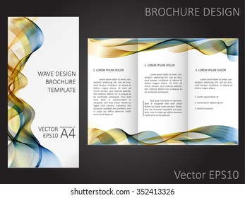 Brochure template with abstract waves design. Proportional to A4.