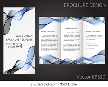 Brochure template with abstract waves design. Proportional to A4.