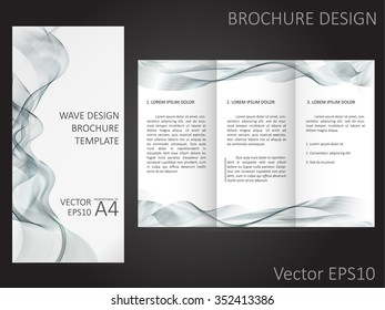 Brochure template with abstract waves design. Proportional to A4.