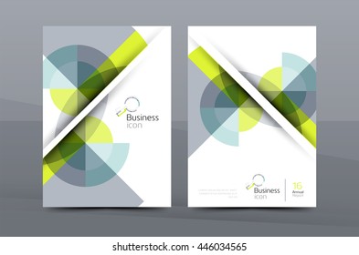 Brochure template of annual report cover, vector business flyer layout, geometric abstract poster, A4 size