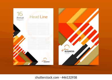 Brochure template of annual report cover, vector business flyer layout, geometric abstract poster, A4 size