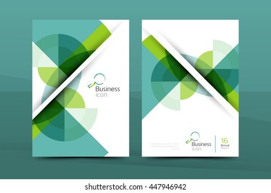 Brochure template of annual report cover, vector business flyer layout, geometric abstract poster, A4 size