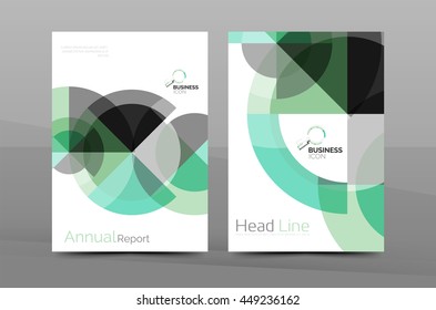 Brochure template of annual report cover, vector business flyer layout, geometric abstract poster, A4 size