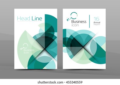 Brochure template of annual report cover, vector business flyer layout, geometric abstract poster, A4 size