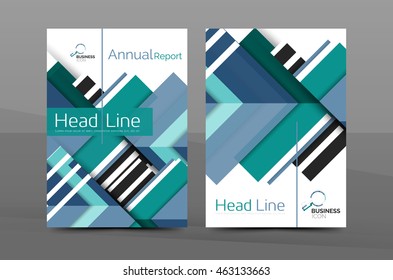 Brochure template of annual report cover, vector business flyer layout, geometric abstract poster, A4 size