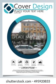 Brochure template for annual technology related reposts,vector design a4 layout with space for text and photos blue