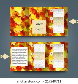 Brochure template with autumn background. Eps10 Vector illustration