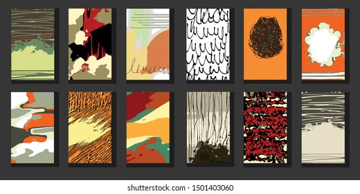 brochure template background design excellent set with palette strokes and multicolor acrylic dye drips vector painting filth aged cards retro style booklet brochure advertisement or advertisement cla