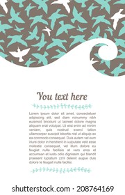 Brochure template with birds. Cute flyer design. Vector image.