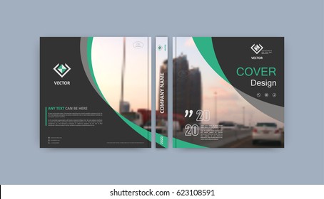 Brochure Template. Book Cover Design. Title Sheet. Abstract Composition With Images. Dark Gray, Green Geometric Shapes. Interesting Vector Illustration. Minimalistic. Creative. Modern.