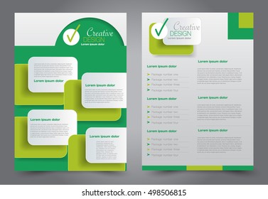 Brochure template. Business flyer. Annual report cover. Editable A4 poster for design, education, presentation, website, magazine page. Green color