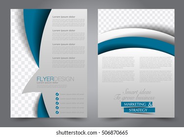 Brochure template. Business flyer. Annual report cover. Editable A4 poster for design, education, presentation, website, magazine page. Blue color