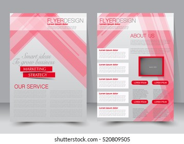 Brochure template. Business flyer. Annual report cover. Editable A4 poster for design, education, presentation, website, magazine page. Red color.