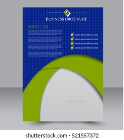 Brochure template. Business flyer. Annual report cover. Editable A4 poster for design, education, presentation, website, magazine page. Blue and green color