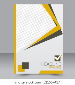 Brochure template. Business flyer. Annual report cover. Editable A4 poster for design, education, presentation, website, magazine page. Yellow and brown color