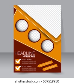 Brochure template. Business flyer. Annual report cover. Editable A4 poster for design, education, presentation, website, magazine page. Red and orange color