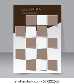 Brochure template. Business flyer. Annual report cover. Editable A4 poster for design, education, presentation, website, magazine page.  Brown color