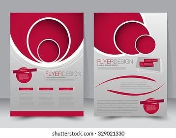 Brochure template. Business flyer. Editable A4 poster for design, education, presentation, website, magazine cover. Red color.