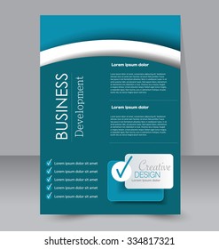 Brochure template. Business flyer. Editable A4 poster for design, education, presentation, website, magazine cover. Blue color