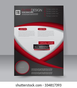 Brochure template. Business flyer. Editable A4 poster for design, education, presentation, website, magazine cover.  Red and black color