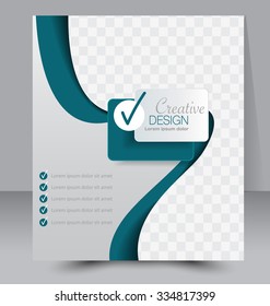 Brochure template. Business flyer. Editable A4 poster for design, education, presentation, website, magazine cover. Blue color