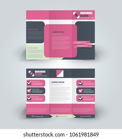 Brochure template. Business trifold flyer.  Creative design trend for professional corporate style. Vector illustration. Red color.