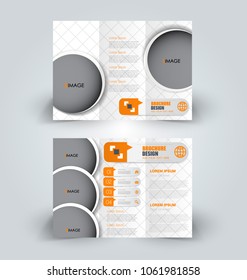 Brochure template. Business trifold flyer.  Creative design trend for professional corporate style. Vector illustration. Pink color.