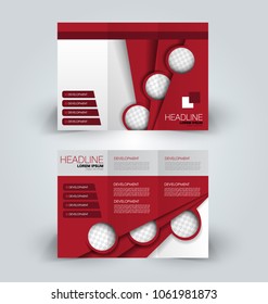 Brochure template. Business trifold flyer.  Creative design trend for professional corporate style. Vector illustration. Red color.