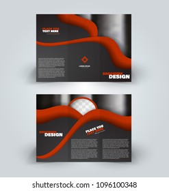 Brochure template. Business trifold flyer.  Creative design trend for professional corporate style. Vector illustration. Black and red color.