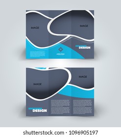 Brochure template. Business trifold flyer.  Creative design trend for professional corporate style. Vector illustration. Blue color.