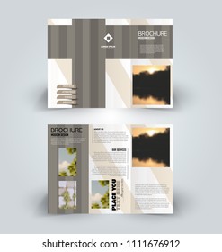 Brochure template. Business trifold flyer.  Creative design trend for professional corporate style. Vector illustration. Brown color.