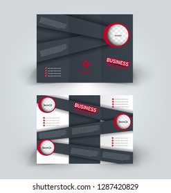 Brochure template. Business trifold flyer.  Creative design trend for professional corporate style. Vector illustration. Pink and grey color.