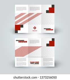 Brochure template. Business trifold flyer.  Creative design trend for professional corporate style. Vector illustration. Brown and red color.