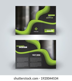 Plantilla de folleto. Volante de negocios triplicado.  Tendencia de diseño creativo para el estilo profesional corporativo. Ilustración vectorial. Color negro y verde.